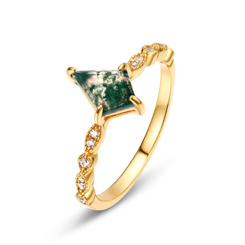 Olivenorma 4Pcs Moss Agate White Zircon Jewelry Set - Ring-US 8 - image 10
