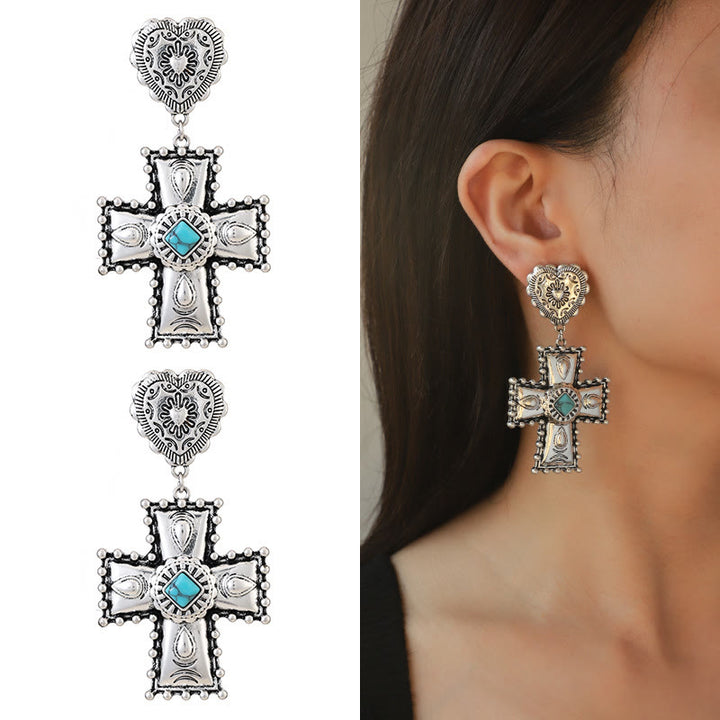 Olivenorma Love Cross Antique Silver Design Alloy Jewelry Set