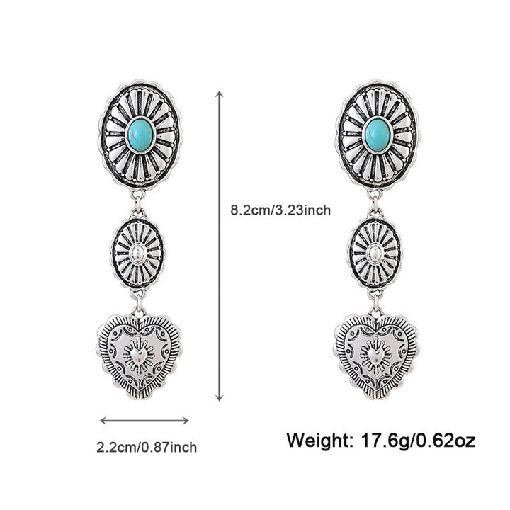 Olivenorma Turquoise Heart Cross Pendant Alloy Jewelry Set