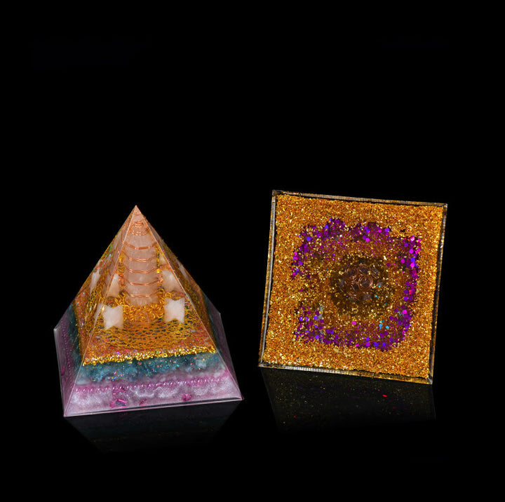 Olivenorma Natural Crystal Ornaments Functional Healing Orgone Pyramid