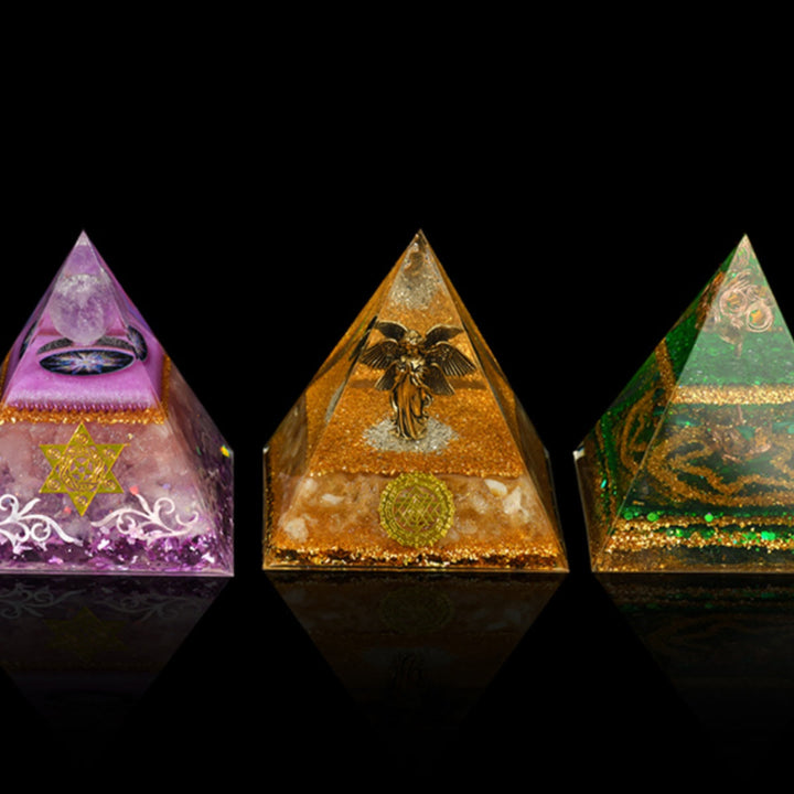 Olivenorma Natural Crystal Ornaments Functional Healing Orgone Pyramid