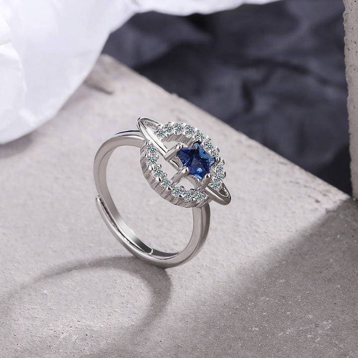 Olivenorma Pentagram Blue Topaz White Zircon Adjustable Ring