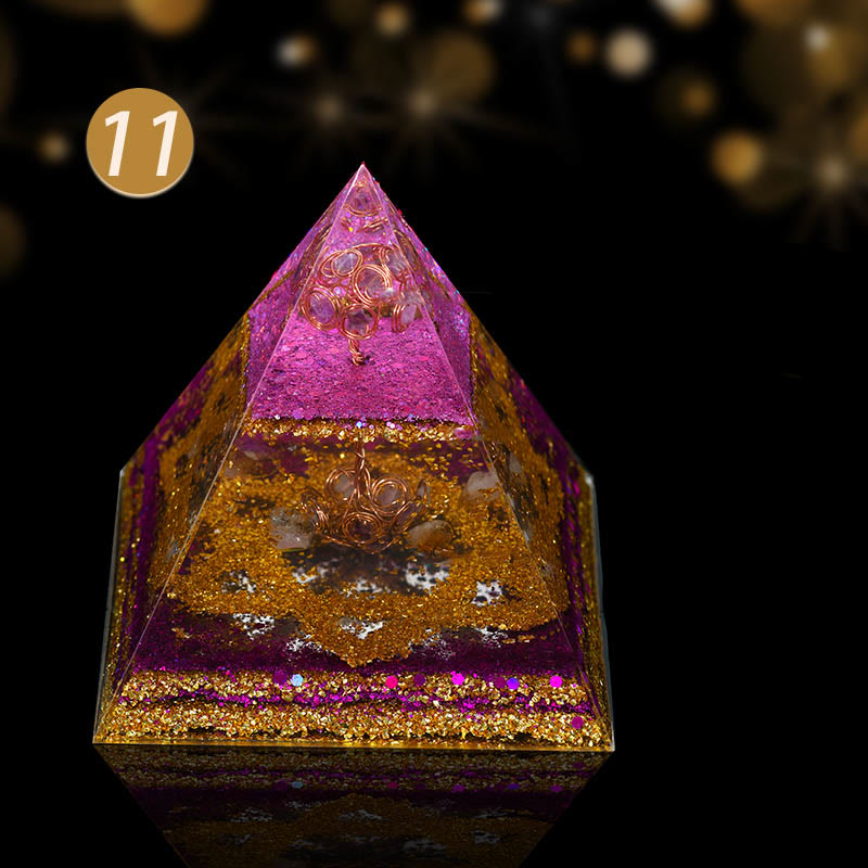 Olivenorma Natural Crystal Copper Coil Tree Orgone Pyramid