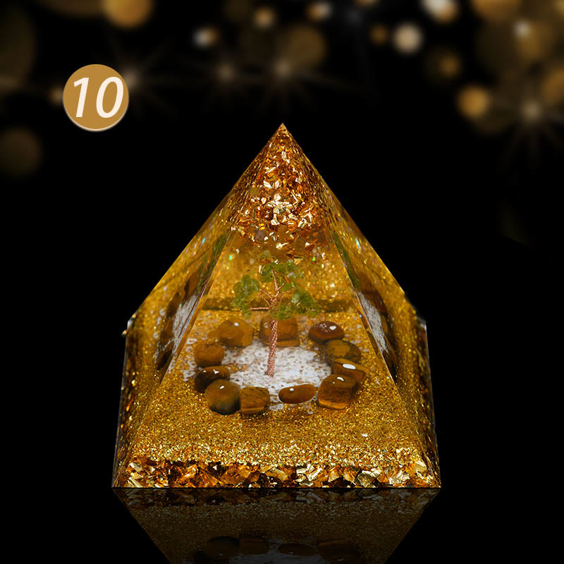 Olivenorma Natural Crystal Copper Coil Tree Orgone Pyramid