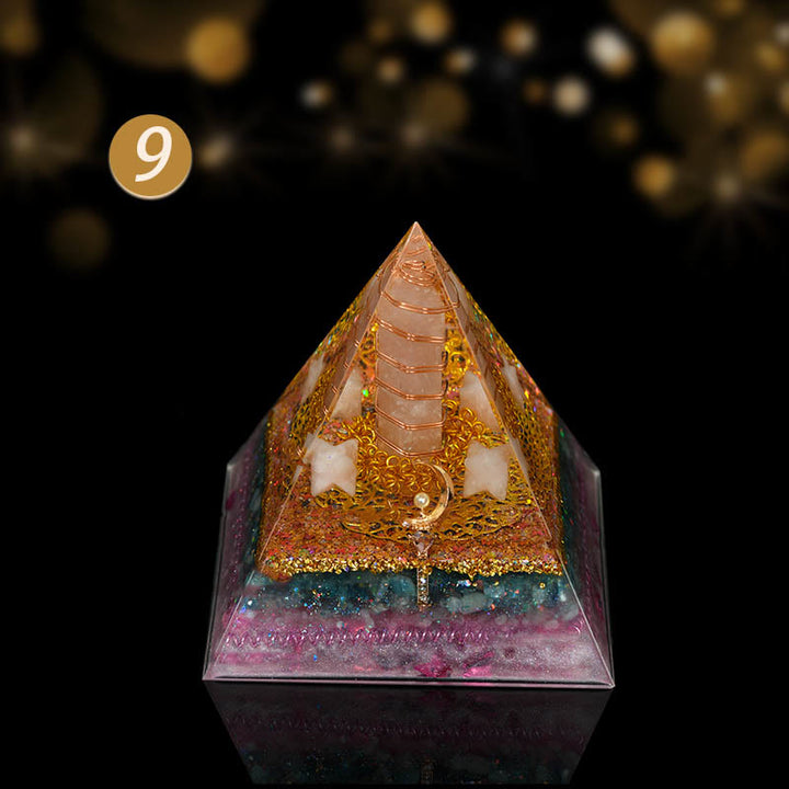 Olivenorma Natural Crystal Copper Coil Tree Orgone Pyramid