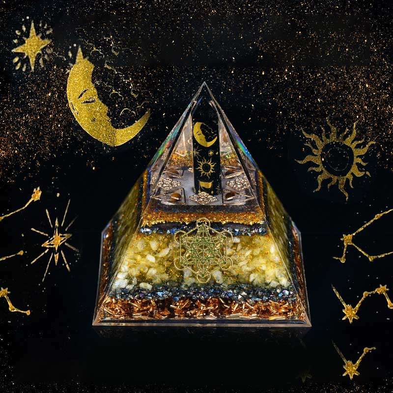 Olivenorma Obsidian Column Metatron's Cube Balance Orgone Pyramid – us ...