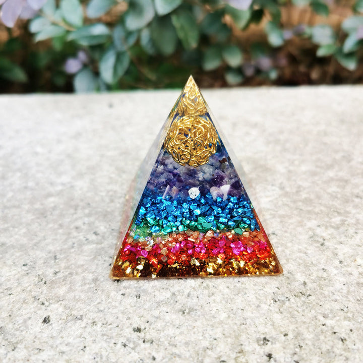 Olivenorma Amethyst Flower of Life Orgone Pyramid