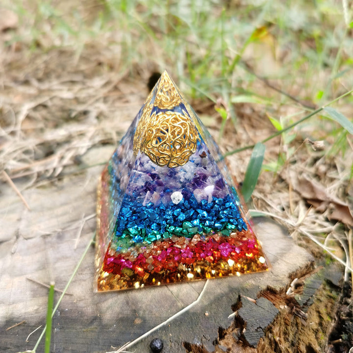 Olivenorma Amethyst Flower of Life Orgone Pyramid