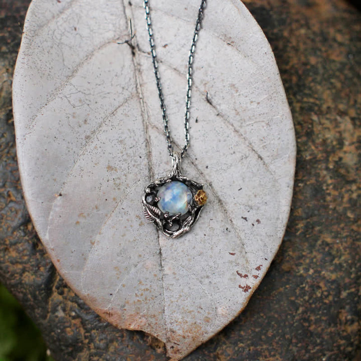 Olivenorma Moonstone Rose Pendant Necklace