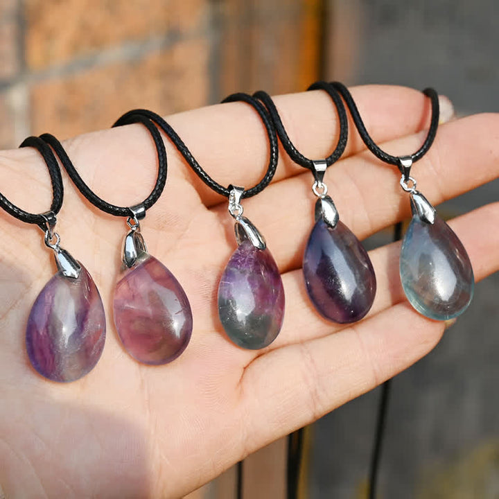 Olivenorma Natural Fluorite Water Drop Pendant Necklace
