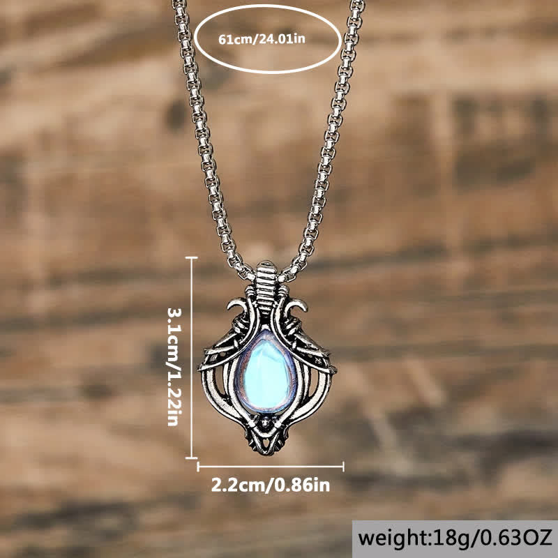 Olivenorma Vintage Hollow Moonstone Pendant Necklace - image 2