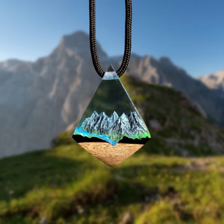 Olivenorma Snow Mountain River Resin Pendant Necklace