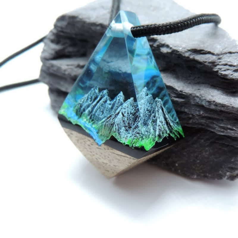 Olivenorma Snow Mountain River Resin Pendant Necklace