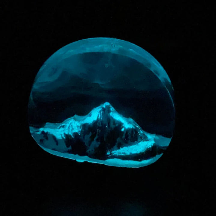 Olivenorma Blue Snow Mountain Resin Round Pendant Necklace