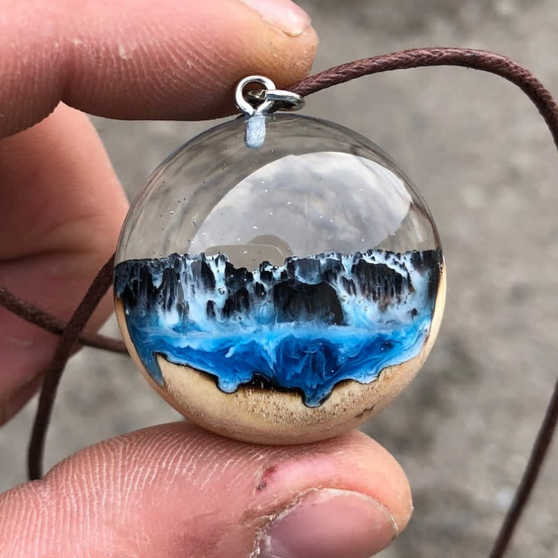 Olivenorma Waterfall Resin Wood Luminous Pendant Necklace