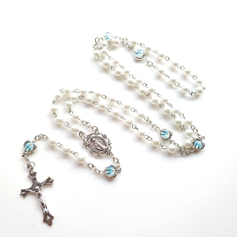 Olivenorma Crucifix Cross Long Chain Beads Rosary Necklace