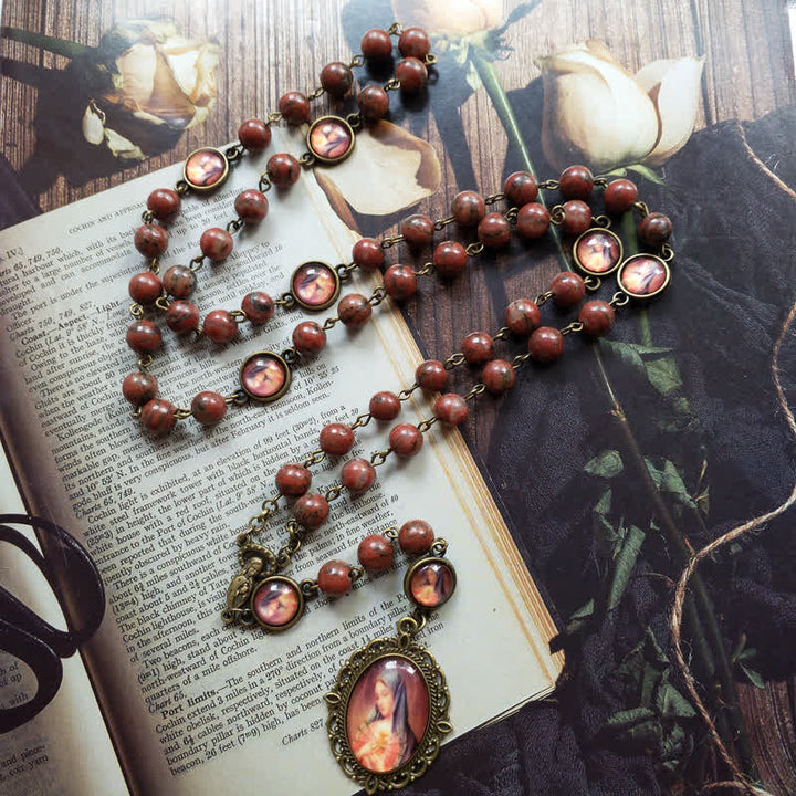 Olivenorma Mahogany Obsidian Beads Rosary Necklace