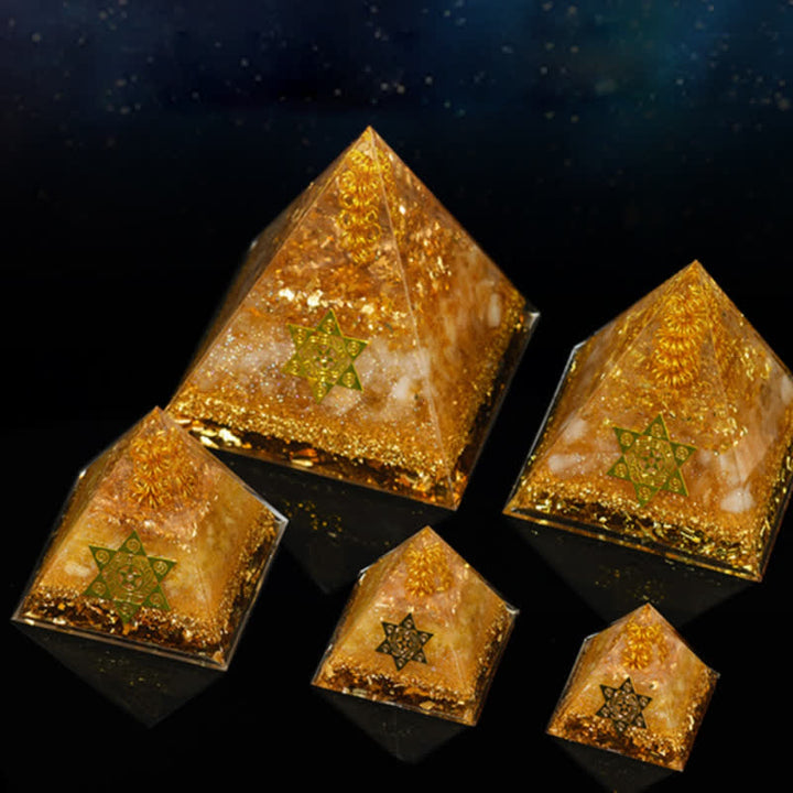 Olivenorma Lucky and Prosperous Natural Citrine Orgone Pyramid