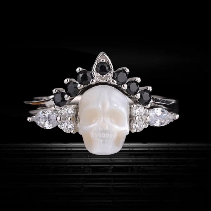 FREE Today: Gothic Resin skull and Moissanite Crown Ring Set - Silver - US 10 - image 0