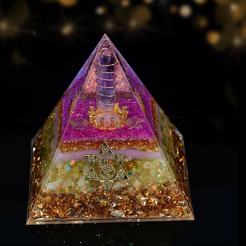 Olivenorma 10cm Good Luck Natural Crystal Prism Orgone Pyramid