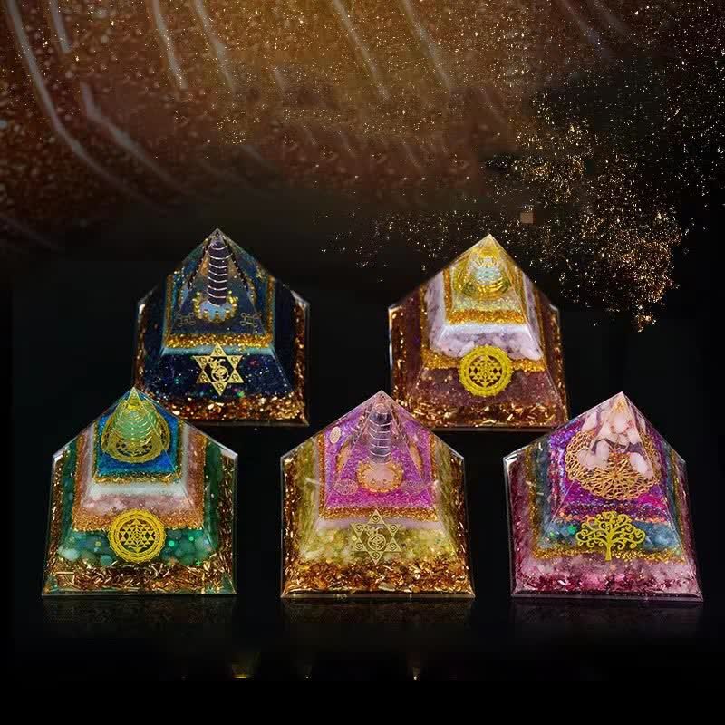 Olivenorma 10cm Good Luck Natural Crystal Prism Orgone Pyramid