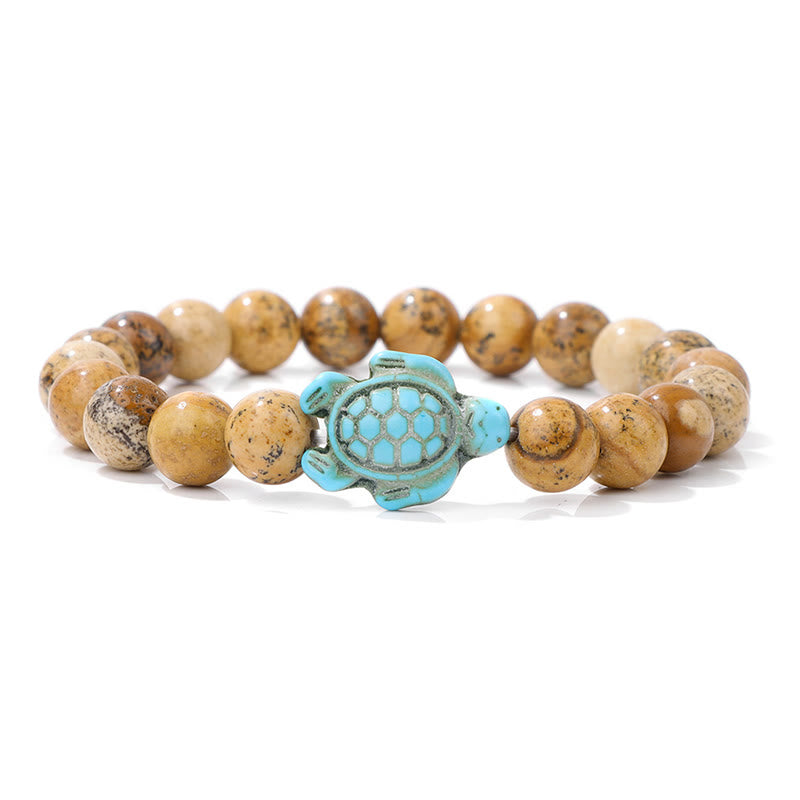 Olivenorma "Sense of Flow" - Natural Stone Turquoise Turtle Simple Bracelet