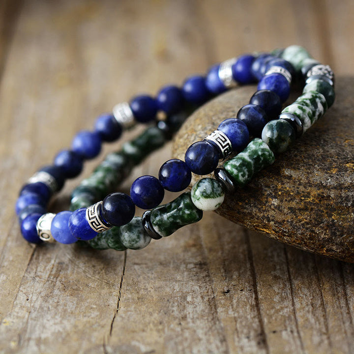 Olivenorma "Deepest Dreams" - Natural Blue Aventurine & Moss Agate Bracelet - image 6