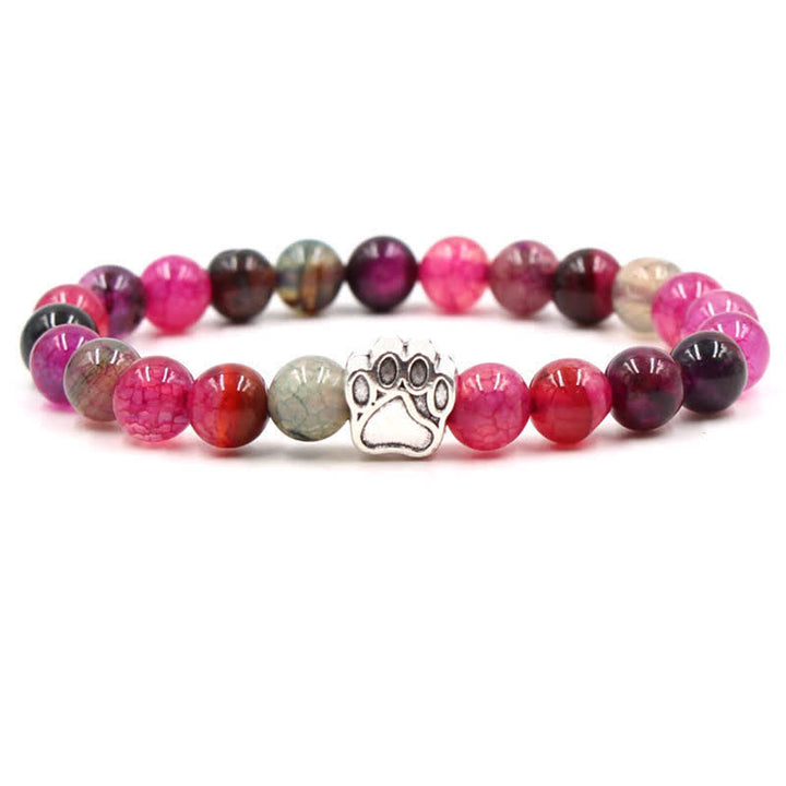 Olivenorma 8mm Natural Crystal Dog Paw Beaded Bracelet