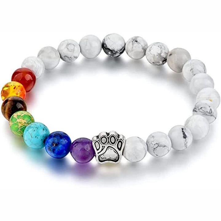 Olivenorma 8mm Natural Crystal Dog Paw Beaded Bracelet