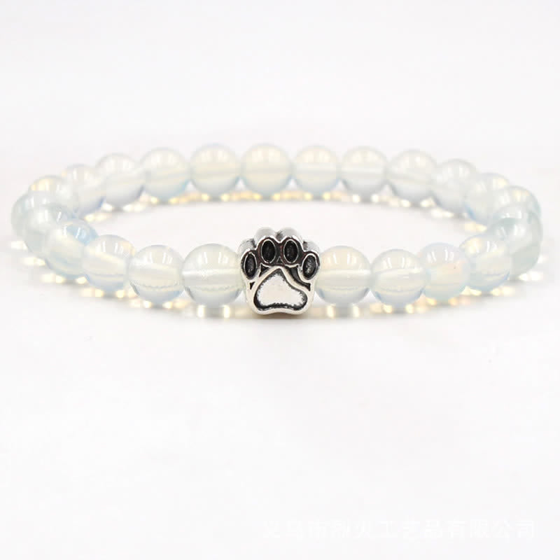 Olivenorma 8mm Natural Crystal Dog Paw Beaded Bracelet