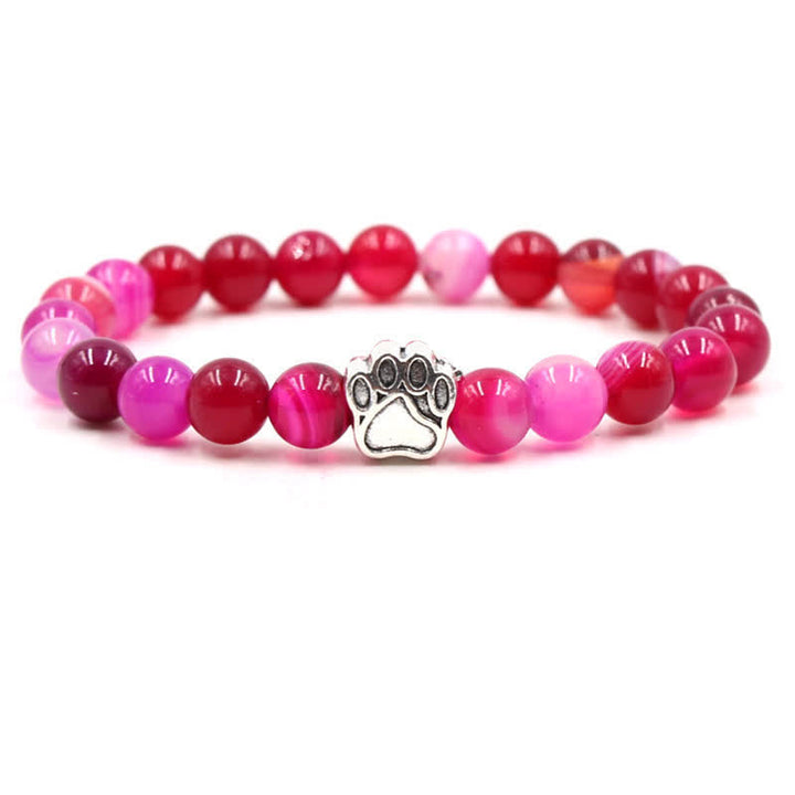 Olivenorma 8mm Natural Crystal Dog Paw Beaded Bracelet