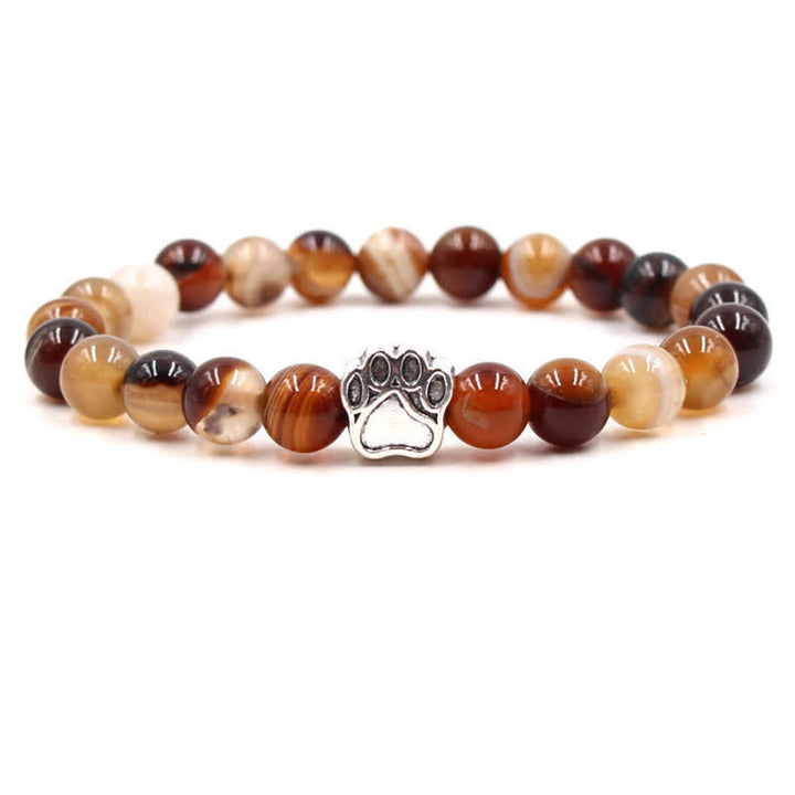 Olivenorma 8mm Natural Crystal Dog Paw Beaded Bracelet