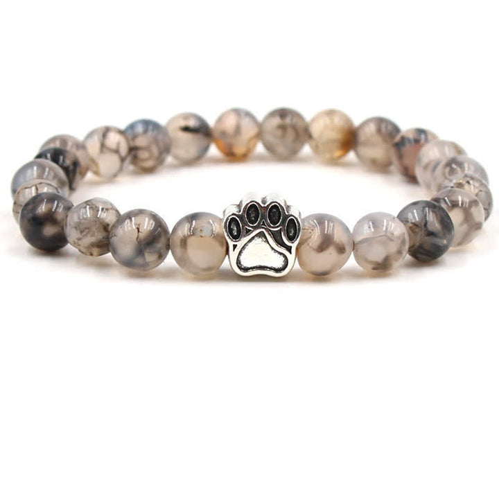 Olivenorma 8mm Natural Crystal Dog Paw Beaded Bracelet