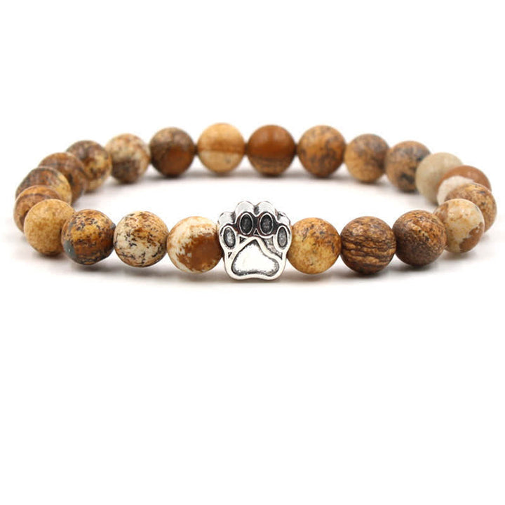 Olivenorma 8mm Natural Crystal Dog Paw Beaded Bracelet