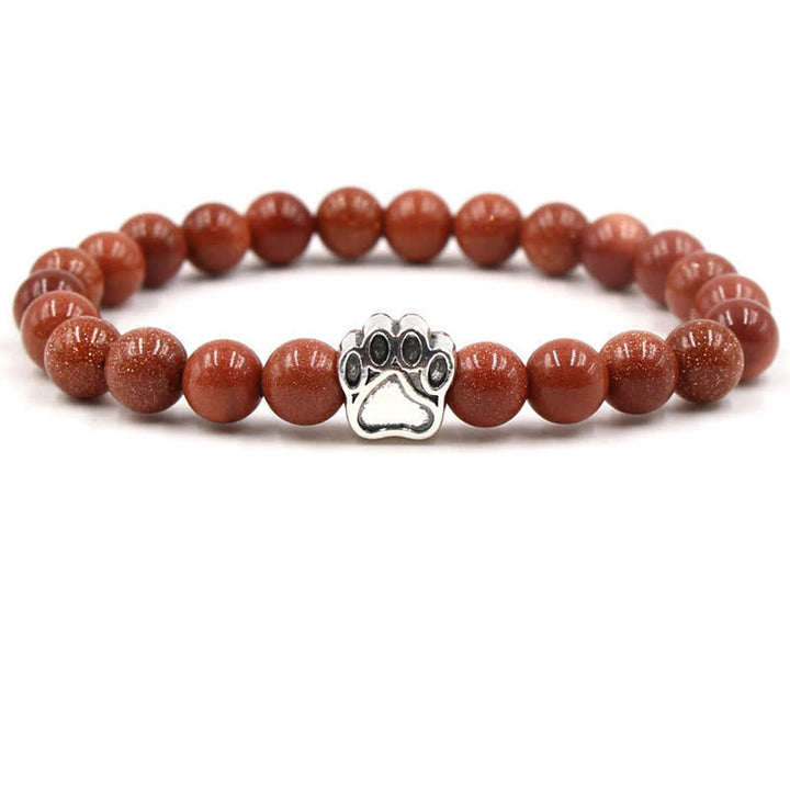 Olivenorma 8mm Natural Crystal Dog Paw Beaded Bracelet