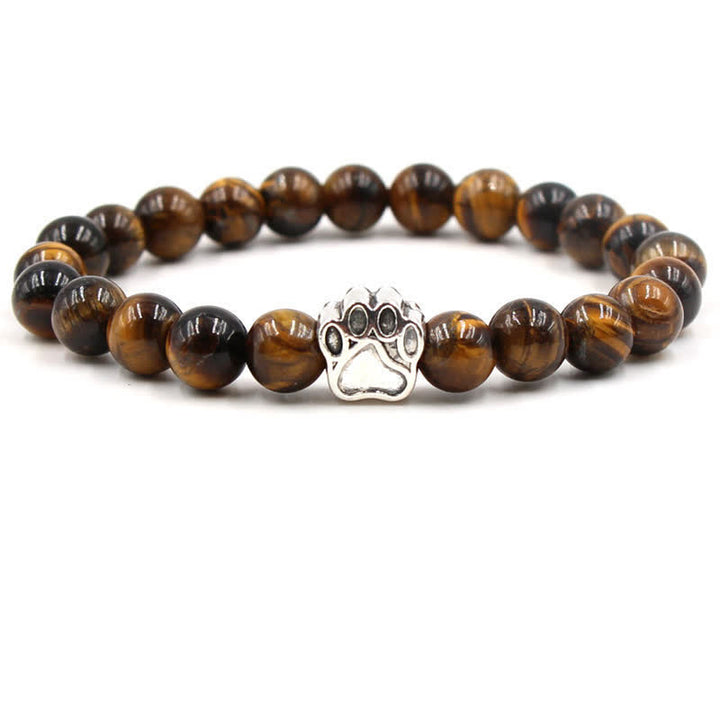 Olivenorma 8mm Natural Crystal Dog Paw Beaded Bracelet