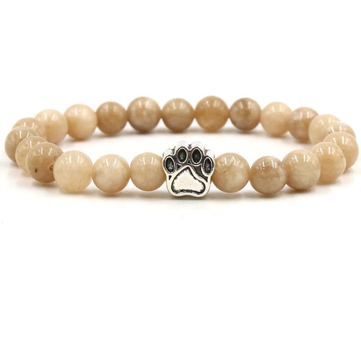 Olivenorma 8mm Natural Crystal Dog Paw Beaded Bracelet