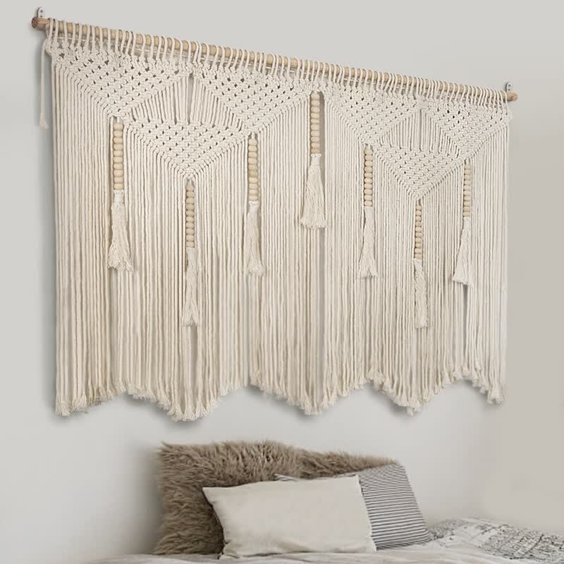 Olivenorma Boho Tapestry Large Macrame Weave Wall Decor - Beige(Not Included Hanging Rod) - 150x110cm - image 0