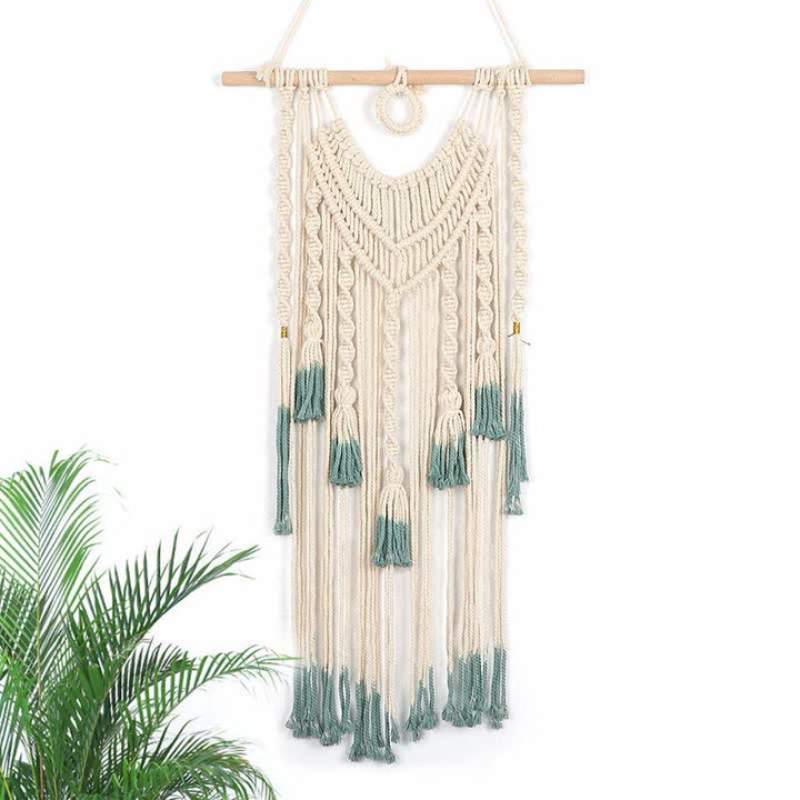 Olivenorma Macrame Green Beige Woven Tapestry Wall Hanging Decor