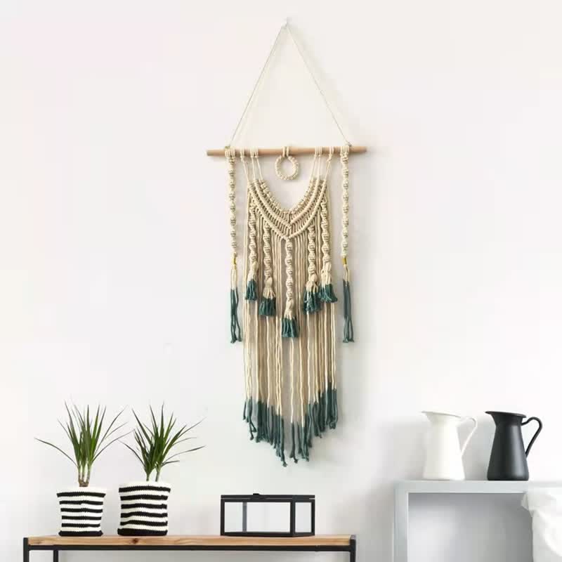 Olivenorma Macrame Green Beige Woven Tapestry Wall Hanging Decor