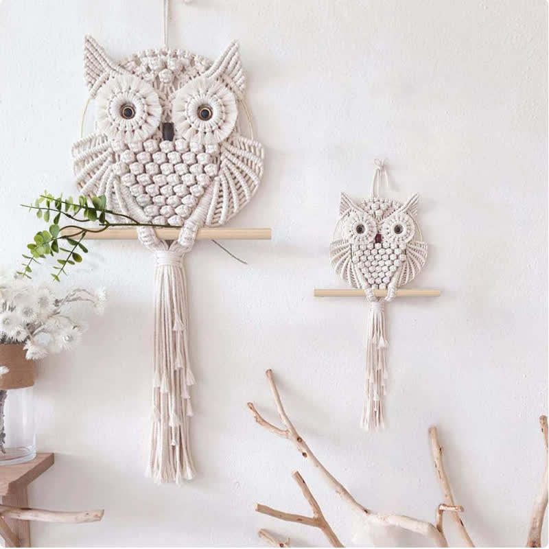 Olivenorma Weave Owl Tassel Wall Decor