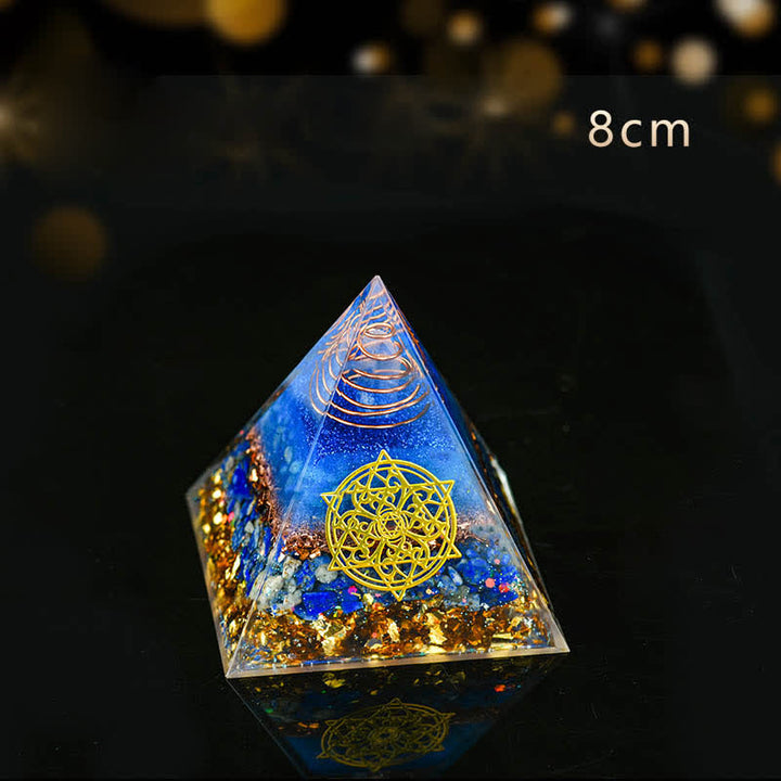 Olivenorma 5-15cm Clear Crystal Blue Aventurine Orgone Pyramid