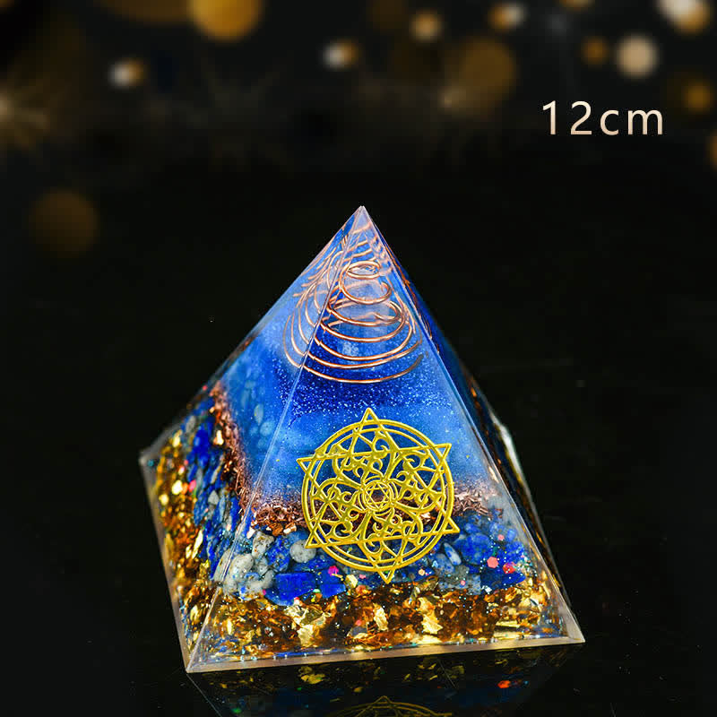 Olivenorma 5-15cm Clear Crystal Blue Aventurine Orgone Pyramid