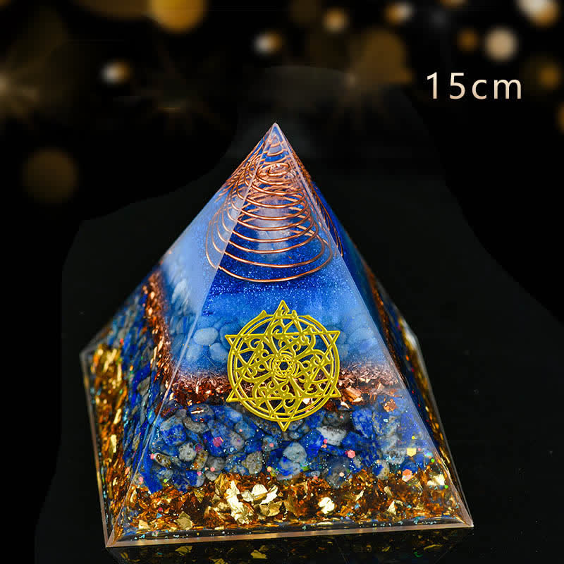 Olivenorma 5-15cm Clear Crystal Blue Aventurine Orgone Pyramid