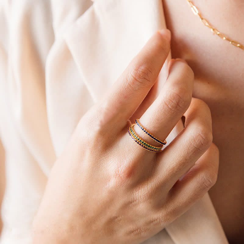 Olivenorma Birthstone Zircon Stainless Steel Thin Ring - image 0