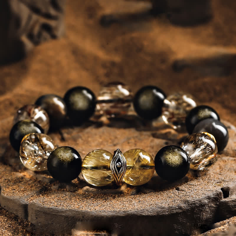 Olivenorma Super Seven Crystal Evil Eye Beads Bracelet - 17cm - image 0