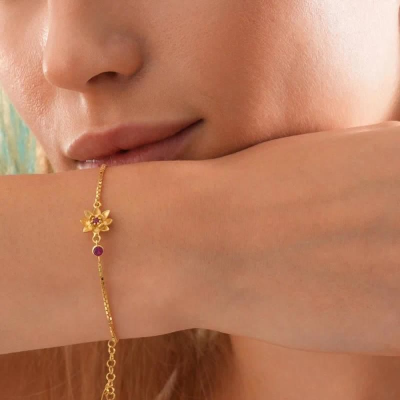 Olivenorma Gold Plated Copper Birth Flower Zircon Bracelet