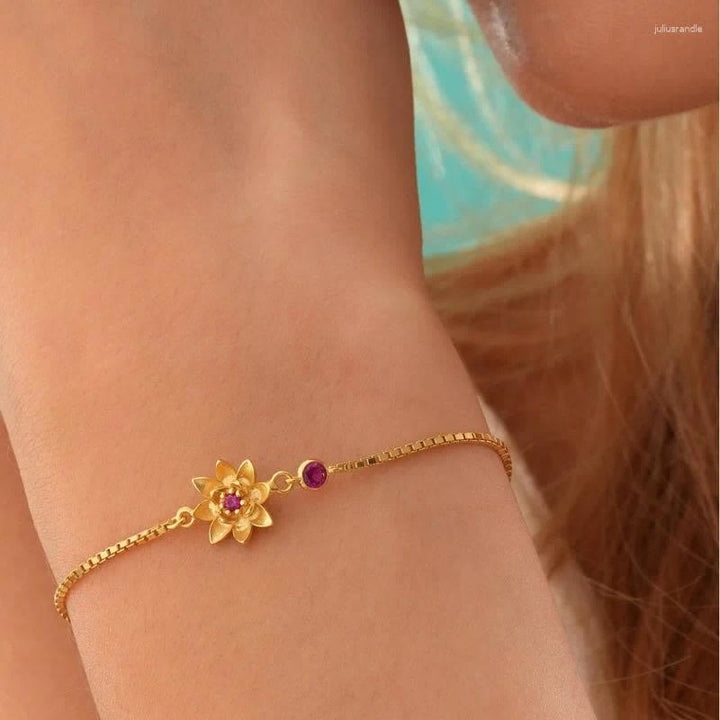 Olivenorma Gold Plated Copper Birth Flower Zircon Bracelet
