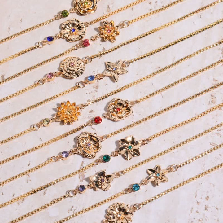 Olivenorma Gold Plated Copper Birth Flower Zircon Bracelet