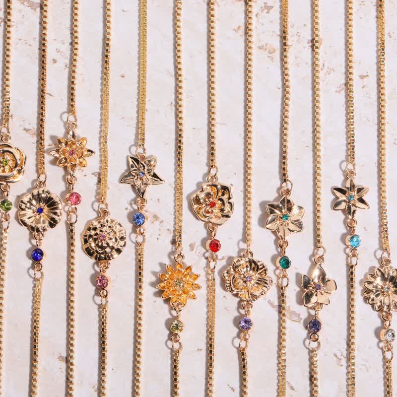 Olivenorma Gold Plated Copper Birth Flower Zircon Bracelet